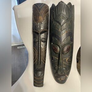 Handcrafted Wooden Tribal Masks Ghana original wooden metal detail decor